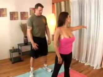 Cum Addicted Curvy Yoga Trainer Desires To Gain Some Delight. She Seduces Her Client. She Shows Her Huge Boobs And Rounded Appetizing Ass And Kneels D