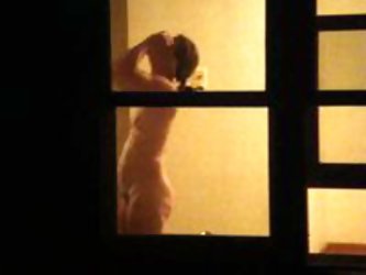Hidden Spy Neighbor Getting Ready For Bed In Bathroom After Shower
