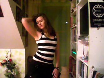 My Then Brunette Teen Girlfriend Made Me A Homemade Striptease Video As She Danced To Some Music. She's In Some Club Outfit At First Before Revea