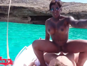 Ebony Girl Gets Public Fucked On A Boat While People Watchin