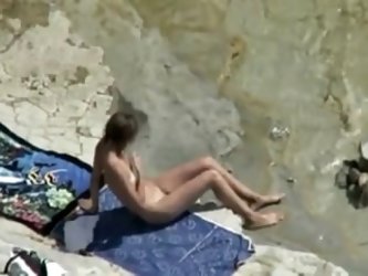 Dirty Voyeur, Prowling The Beaches, Finds And Records An Arousing, Amateur Blonde Wife With Tiny Tits And Small Ass, Humping Her Husband During A Unfo