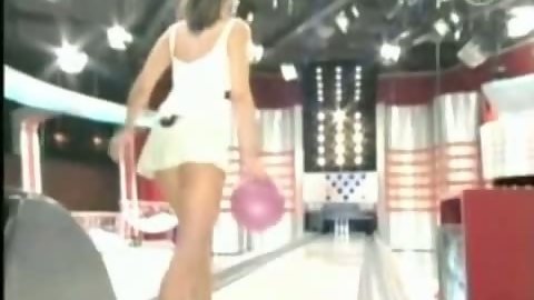 Sexy Models Give A Peek Upskirt At Hot Ass Bowling On Tv
