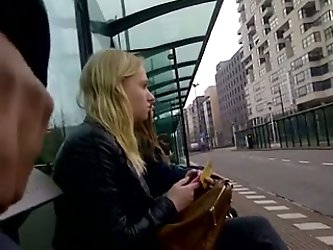 I Love Flashing My Cock In Front Of Women In Public. In This Voyeur Sex Tape, I Whip Out My Cock At A Public Bus Stop As Two Chicks Are Sitting Playin