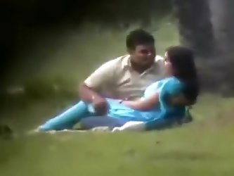 Desi Paramours In Park Chap Playing With Her Pantoons
