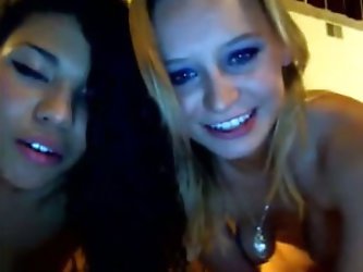 One Saucy Tanned Brunette And Her Curvy Blonde Girlfriend Gave Me Kinky Webcam Show. Girls Fondled Each Other's Pussies And Gave Blowjob To One G