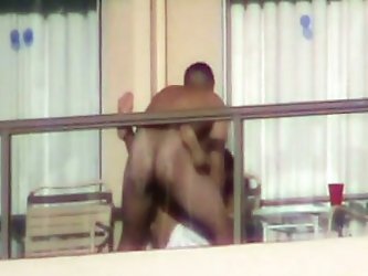 This Kinky Couple Loves Going Dirty And Naughty On A Balcony So Neighbors Could See Them. Once, I Filmed The Action On My Amateur Camera.