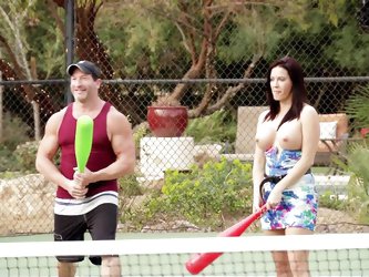 Several Young Couples Get Together At A Beautiful House. After Talking, They're Shown Outside Playing A Game On The Tennis Court. We See The Babe