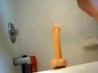 Amateur Girlfriend Rides Dildo Toy In The Bathroom. She Seems To Have Quite Some Fun With This Thing...
